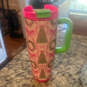 Simply southern Holiday Pattern Travel Mug - Pink & Green